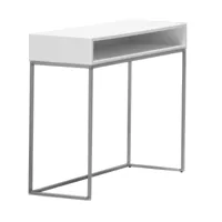 jan kurtz - table console dina - blanc/laqué/lxhxp 100x78x34cm/structure argent